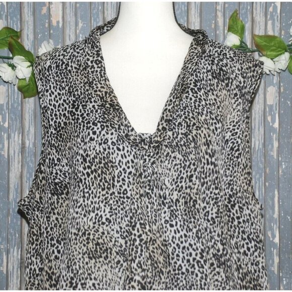 Cato Sleeveless Blouse Top Size 26W 28W Leopard Print Front Tie Lined - Picture 2 of 11